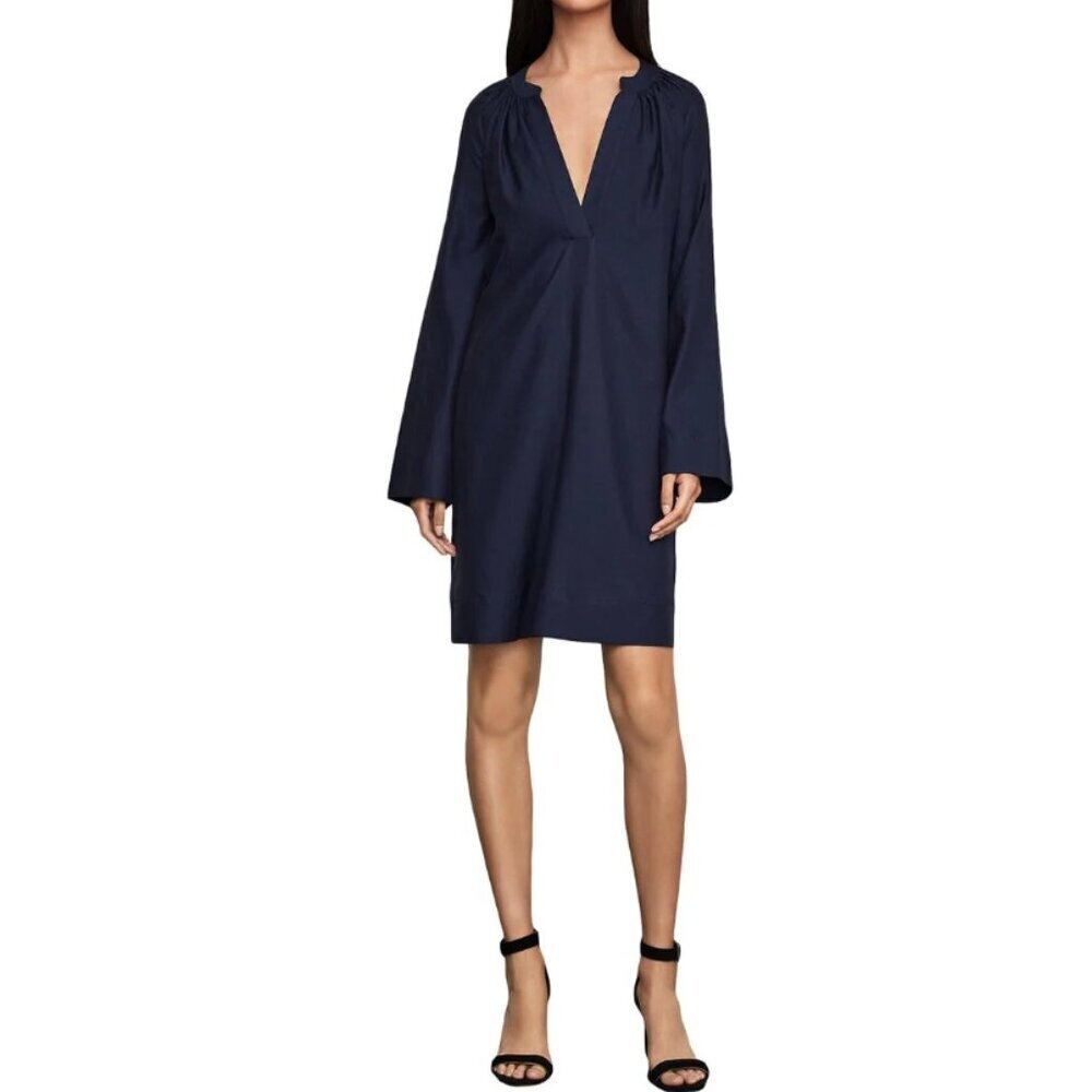 BCBGMAXAZRIA Roxanne Shirred A-Line Shift Dress Dark Navy S NWT